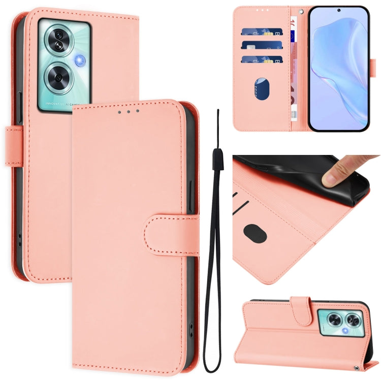 Skin Feel Solid Color Leather Phone Case with Lanyard, For OnePlus Nord N30 SE 5G, For OnePlus 12R 5G Global