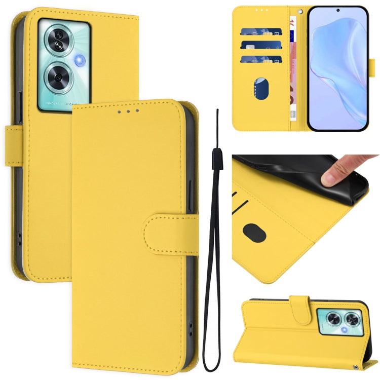 Skin Feel Solid Color Leather Phone Case with Lanyard, For OnePlus Nord N30 SE 5G, For OnePlus 12R 5G Global