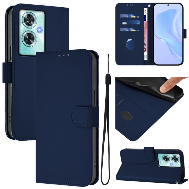 Skin Feel Solid Color Leather Phone Case with Lanyard, For OnePlus Nord N30 SE 5G, For OnePlus 12R 5G Global
