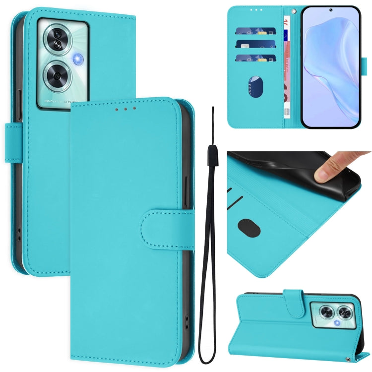Skin Feel Solid Color Leather Phone Case with Lanyard, For OnePlus Nord N30 SE 5G, For OnePlus 12R 5G Global