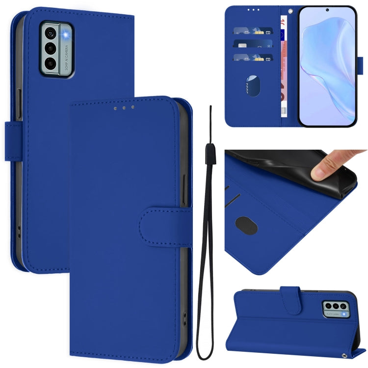 Skin Feel Solid Color Leather Phone Case with Lanyard, For Nokia G22, For Nokia C32