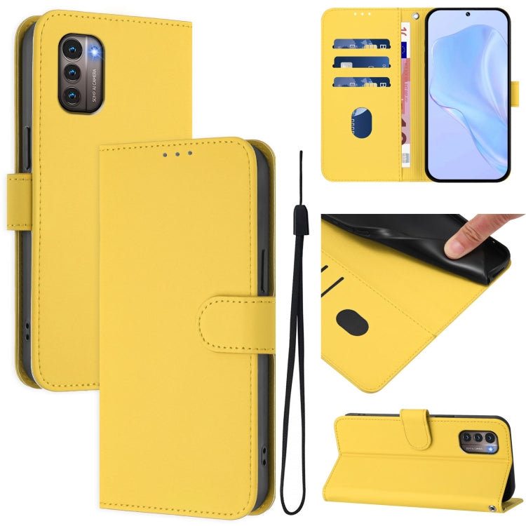 Skin Feel Solid Color Leather Phone Case with Lanyard, For Nokia G400, For Nokia G11 4G / G21 4G