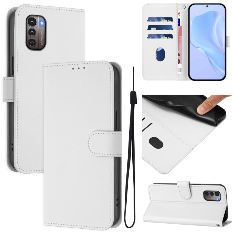 Skin Feel Solid Color Leather Phone Case with Lanyard, For Nokia G400, For Nokia G11 4G / G21 4G