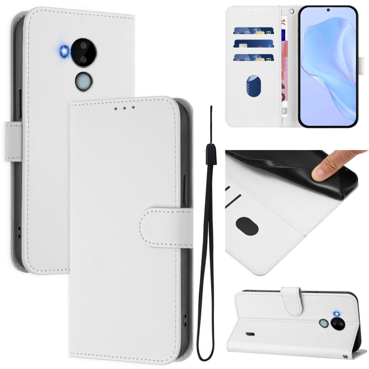 Skin Feel Solid Color Leather Phone Case with Lanyard, For Nokia C30, For Nokia C01 Plus / C1 2nd Edition