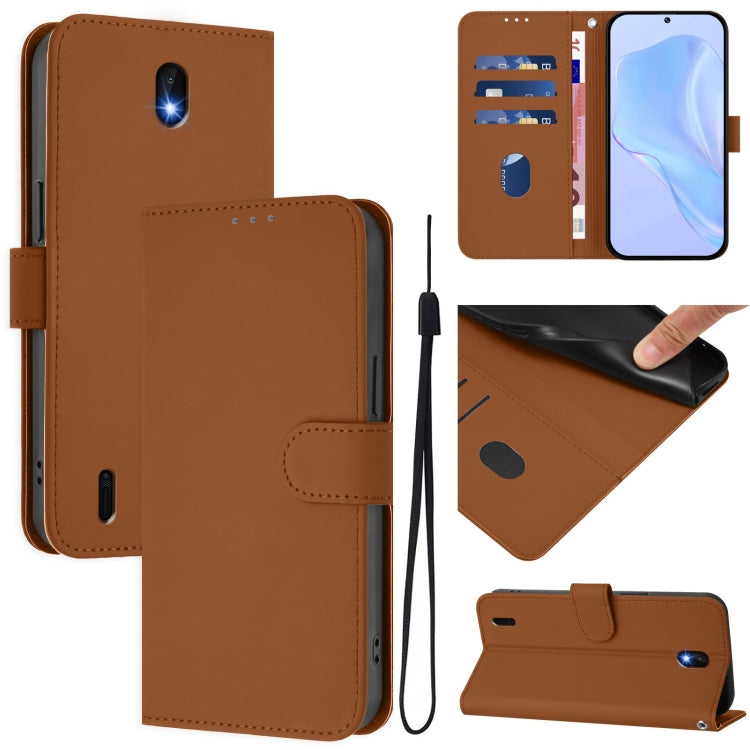 Skin Feel Solid Color Leather Phone Case with Lanyard, For Nokia C30, For Nokia C01 Plus / C1 2nd Edition
