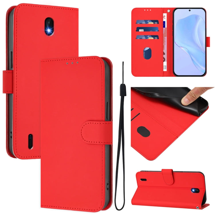 Skin Feel Solid Color Leather Phone Case with Lanyard, For Nokia C30, For Nokia C01 Plus / C1 2nd Edition