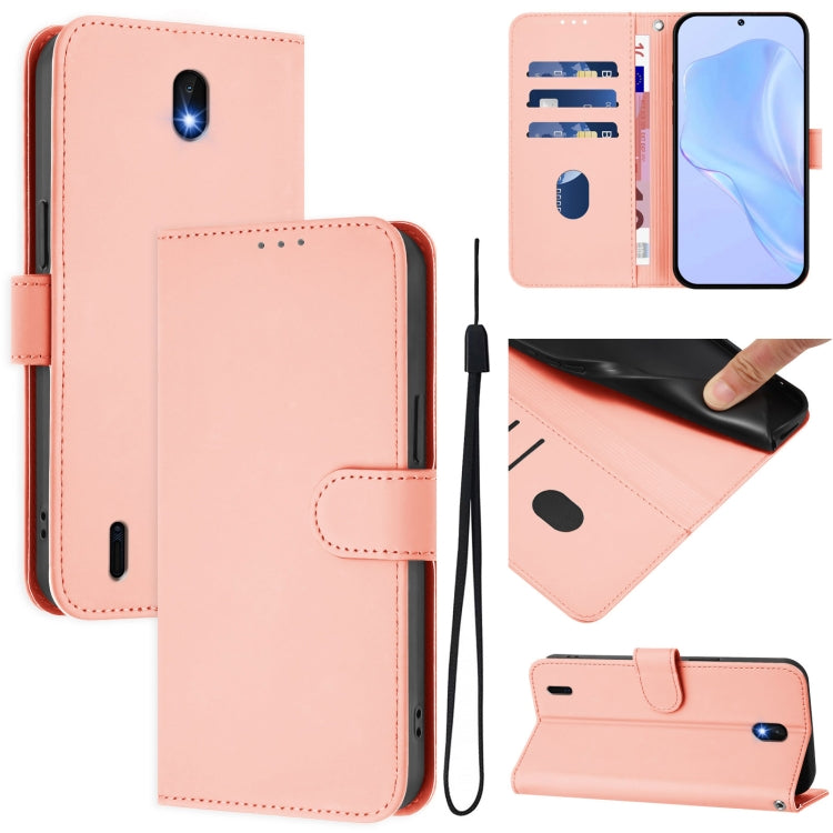 Skin Feel Solid Color Leather Phone Case with Lanyard, For Nokia C30, For Nokia C01 Plus / C1 2nd Edition