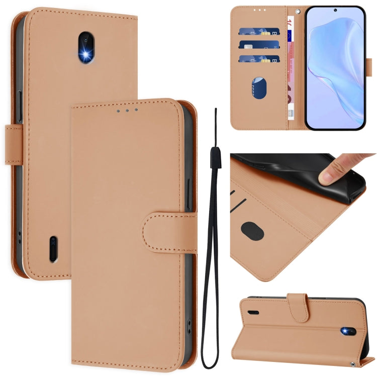 Skin Feel Solid Color Leather Phone Case with Lanyard, For Nokia C30, For Nokia C01 Plus / C1 2nd Edition