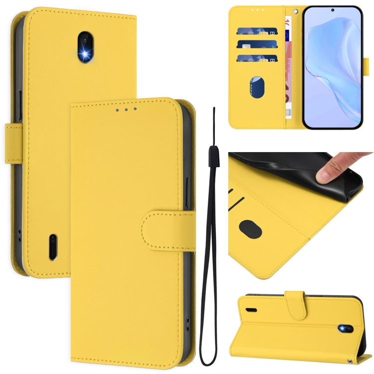 Skin Feel Solid Color Leather Phone Case with Lanyard, For Nokia C30, For Nokia C01 Plus / C1 2nd Edition