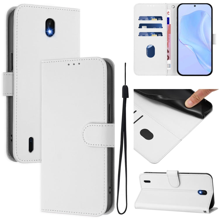 Skin Feel Solid Color Leather Phone Case with Lanyard, For Nokia C30, For Nokia C01 Plus / C1 2nd Edition