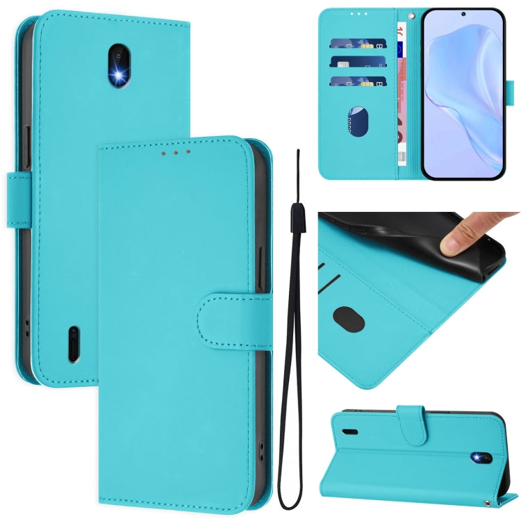 Skin Feel Solid Color Leather Phone Case with Lanyard, For Nokia C30, For Nokia C01 Plus / C1 2nd Edition