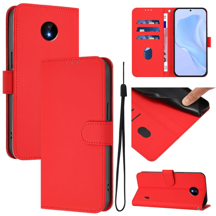 Skin Feel Solid Color Leather Phone Case with Lanyard, For Nokia XR20, For Nokia C10 / C20