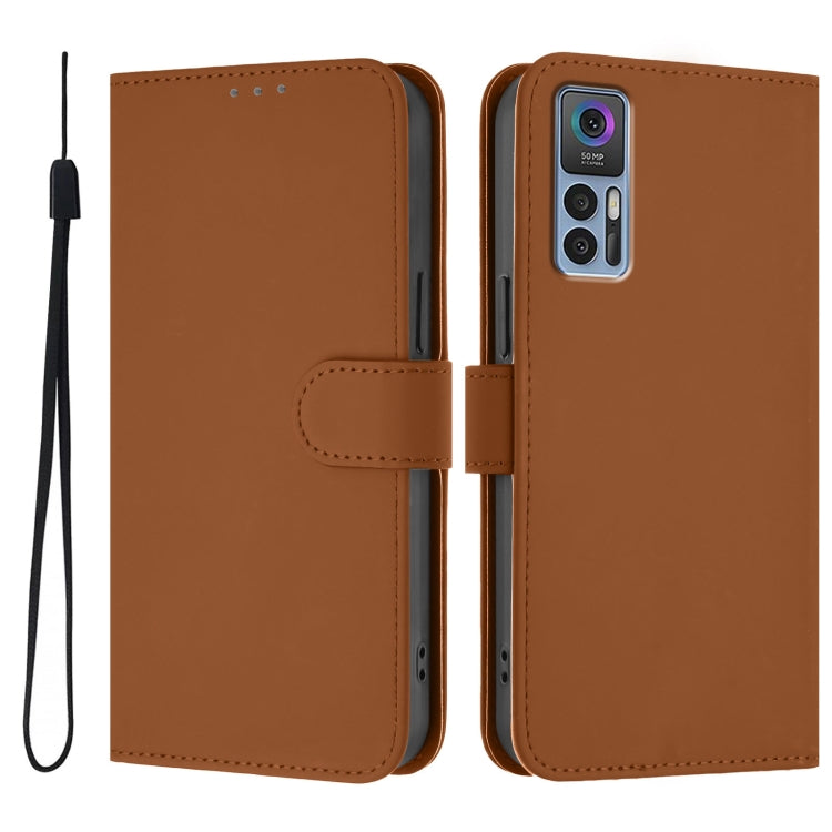 Skin Feel Solid Color Leather Phone Case with Lanyard, For TCL 30 4G / 30 5G / 30+, For TCL 30 SE