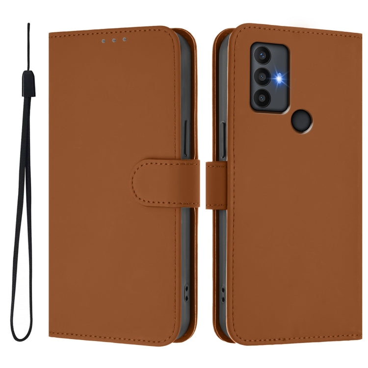 Skin Feel Solid Color Leather Phone Case with Lanyard, For TCL 30 SE, For TCL 30 XE 5G