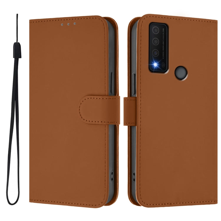 Skin Feel Solid Color Leather Phone Case with Lanyard, For TCL 30 XE 5G, For TCL 20 R 5G