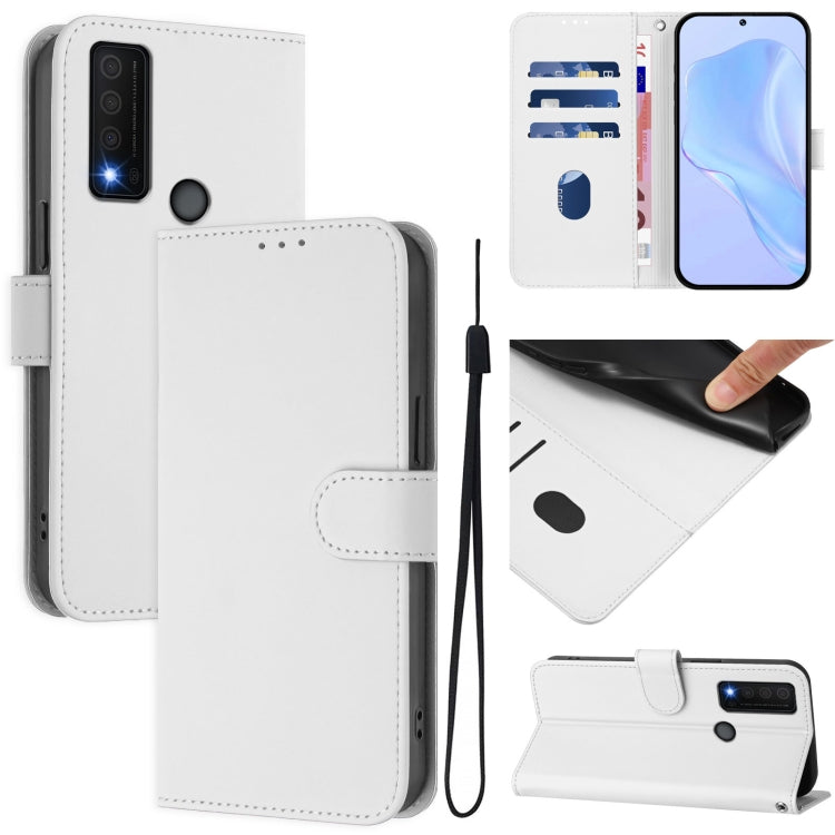Skin Feel Solid Color Leather Phone Case with Lanyard, For TCL 30 XE 5G, For TCL 20 R 5G