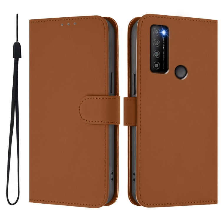 Skin Feel Solid Color Leather Phone Case with Lanyard, For TCL 30XL 2022, For TCL 305 / 306 / 30 SE AL02