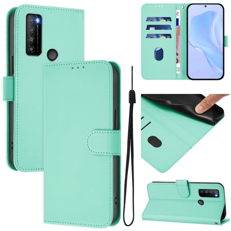 Skin Feel Solid Color Leather Phone Case with Lanyard, For TCL 30XL 2022, For TCL 305 / 306 / 30 SE AL02