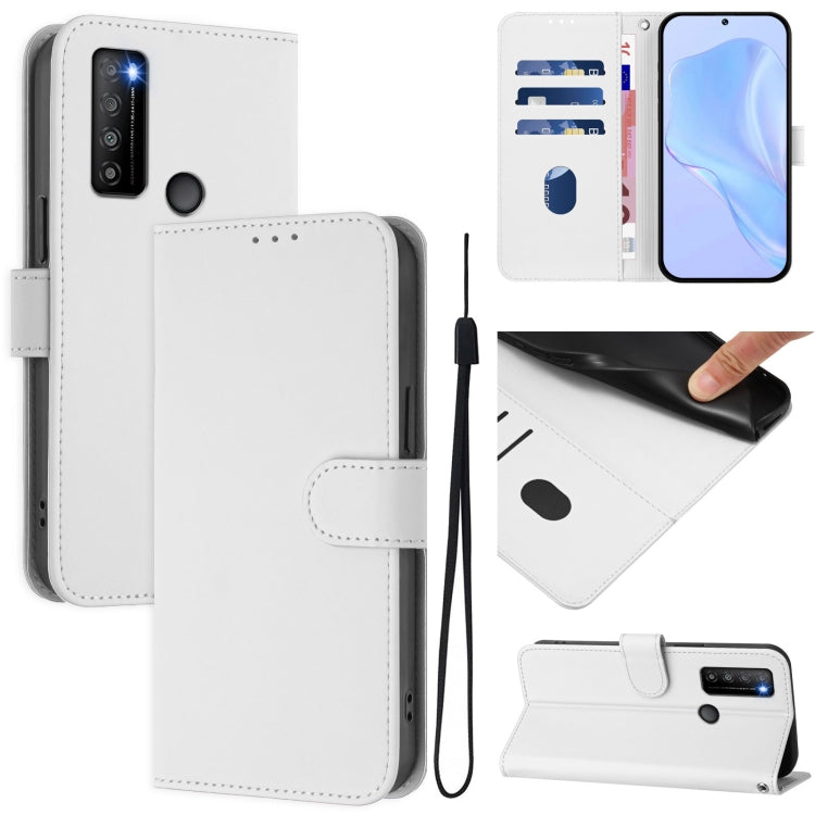 Skin Feel Solid Color Leather Phone Case with Lanyard, For TCL 30XL 2022, For TCL 305 / 306 / 30 SE AL02