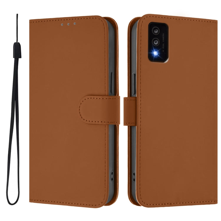 Skin Feel Solid Color Leather Phone Case with Lanyard, For TCL 30T, For TCL 30Z T602DL