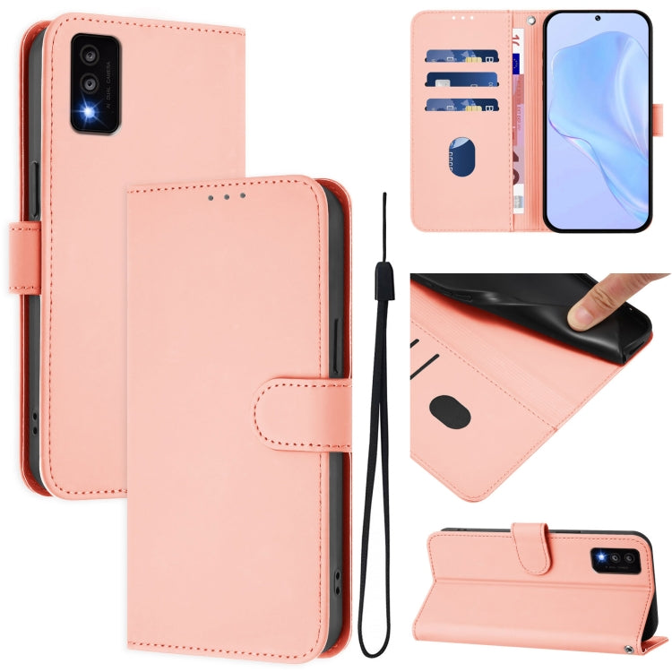 Skin Feel Solid Color Leather Phone Case with Lanyard, For TCL 30T, For TCL 30Z T602DL