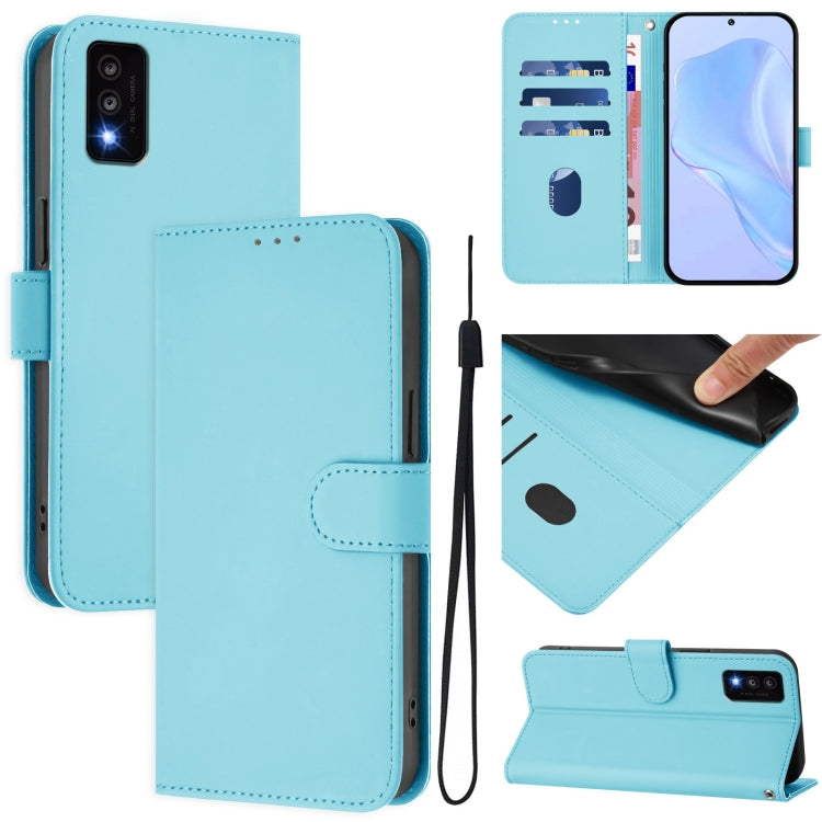 Skin Feel Solid Color Leather Phone Case with Lanyard, For TCL 30T, For TCL 30Z T602DL