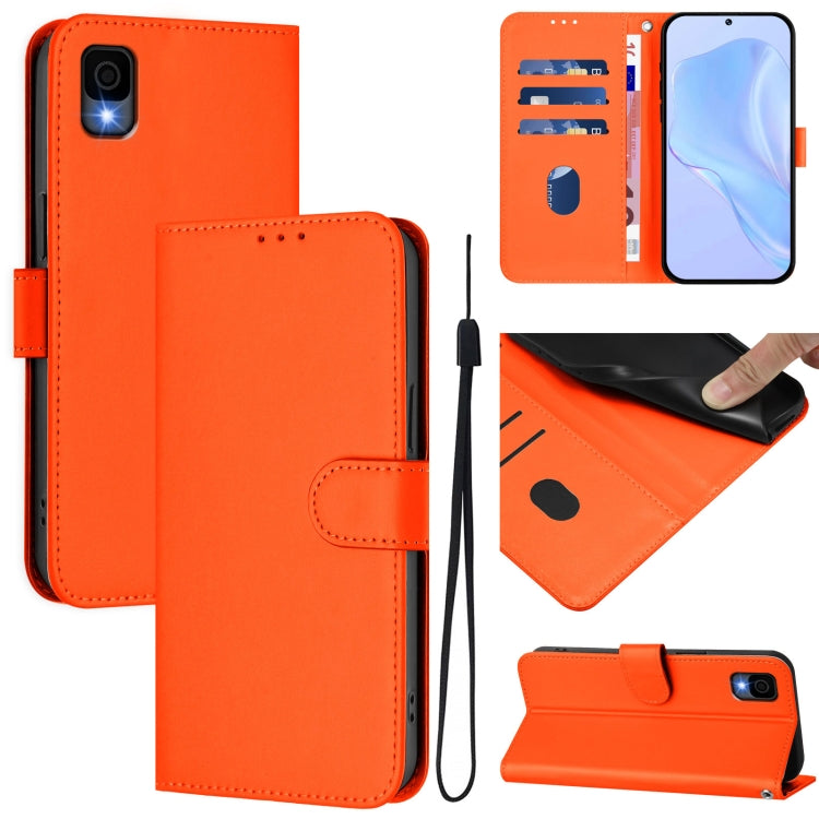 Skin Feel Solid Color Leather Phone Case with Lanyard, For TCL 30T, For TCL 30Z T602DL
