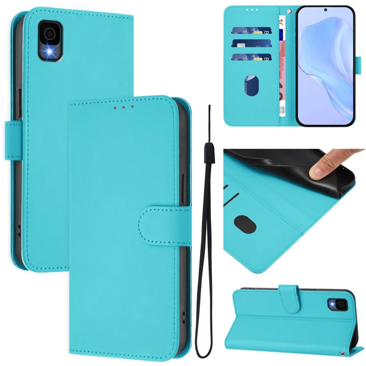Skin Feel Solid Color Leather Phone Case with Lanyard, For TCL 30T, For TCL 30Z T602DL