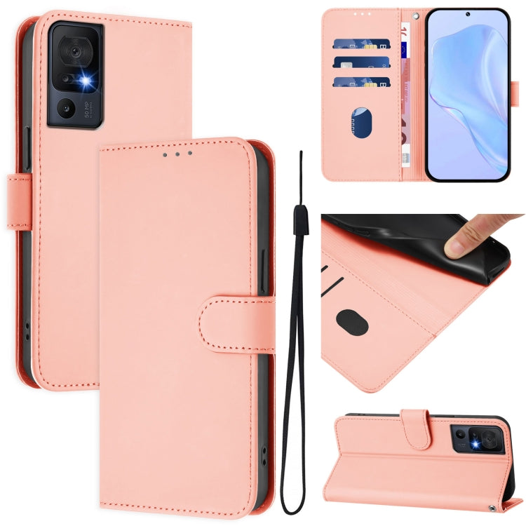 Skin Feel Solid Color Leather Phone Case with Lanyard, For TCL 40 XL / 40 T T608DL, For TCL 40 SE
