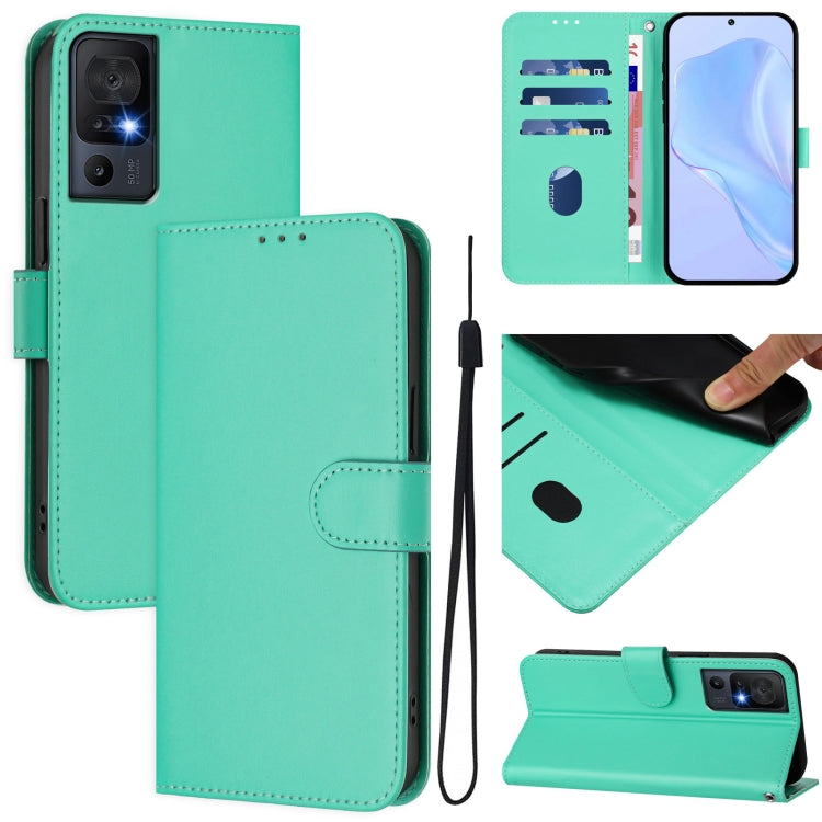 Skin Feel Solid Color Leather Phone Case with Lanyard, For TCL 40 XL / 40 T T608DL, For TCL 40 SE