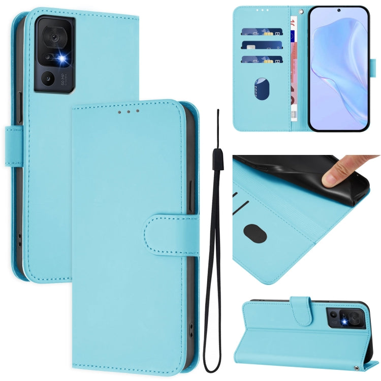 Skin Feel Solid Color Leather Phone Case with Lanyard, For TCL 40 XL / 40 T T608DL, For TCL 40 SE