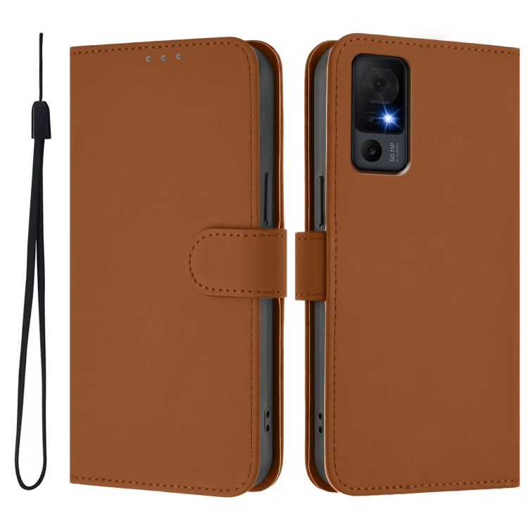 Skin Feel Solid Color Leather Phone Case with Lanyard, For TCL 40 XL / 40 T T608DL, For TCL 40 SE