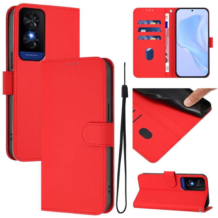 Skin Feel Solid Color Leather Phone Case with Lanyard, For TCL 605 / 60 SE, For TCL 50 5G / 50 XE NxtPaper 5G