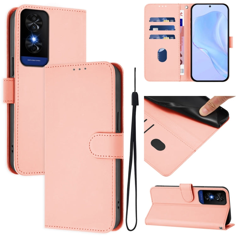 Skin Feel Solid Color Leather Phone Case with Lanyard, For TCL 605 / 60 SE, For TCL 50 5G / 50 XE NxtPaper 5G