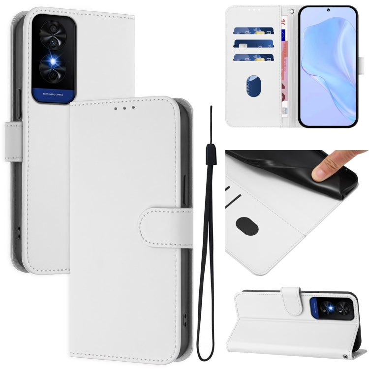 Skin Feel Solid Color Leather Phone Case with Lanyard, For TCL 605 / 60 SE, For TCL 50 5G / 50 XE NxtPaper 5G