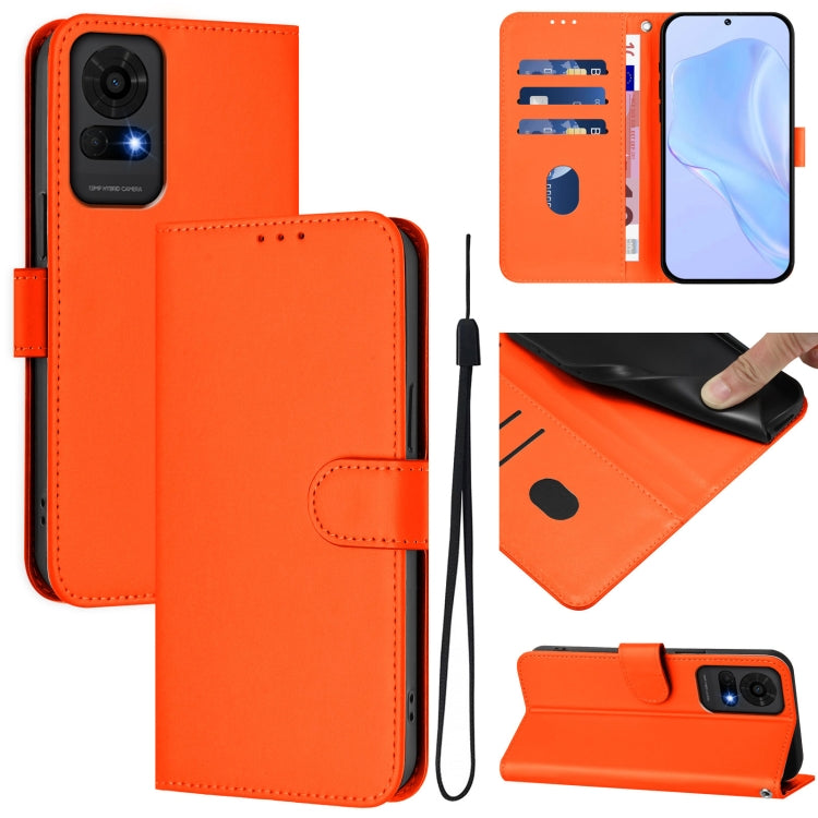 Skin Feel Solid Color Leather Phone Case with Lanyard, For TCL 50 Pro NxtPaper, For TCL 50 LE