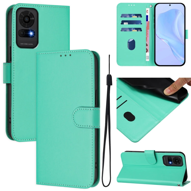 Skin Feel Solid Color Leather Phone Case with Lanyard, For TCL 50 Pro NxtPaper, For TCL 50 LE
