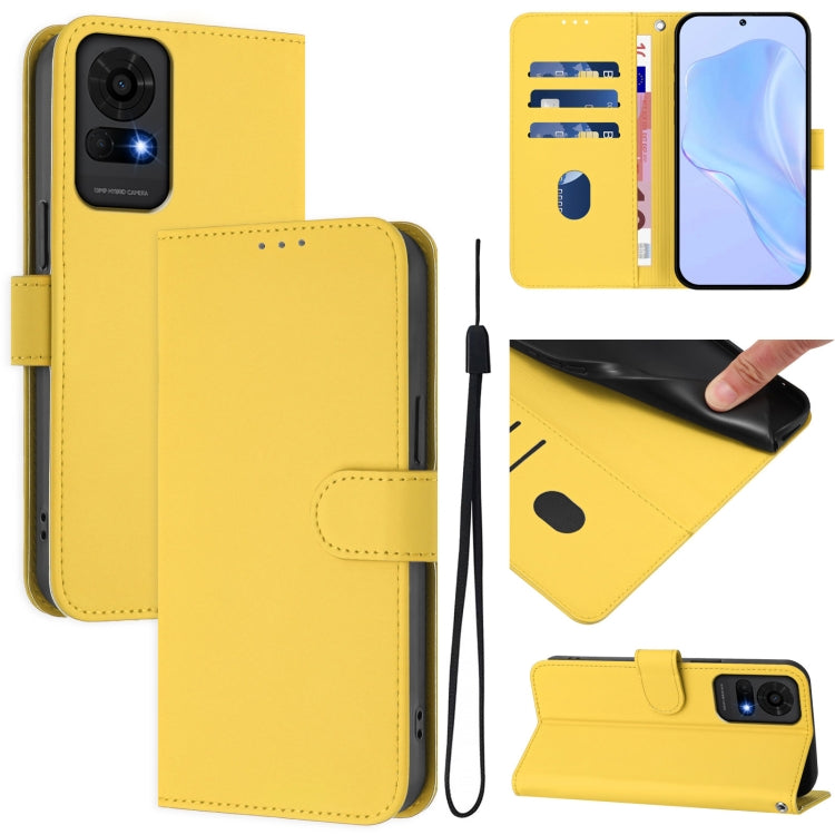 Skin Feel Solid Color Leather Phone Case with Lanyard, For TCL 50 Pro NxtPaper, For TCL 50 LE