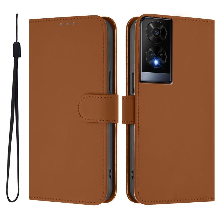 Skin Feel Solid Color Leather Phone Case with Lanyard, For TCL 50 XE, For TCL 50 SE
