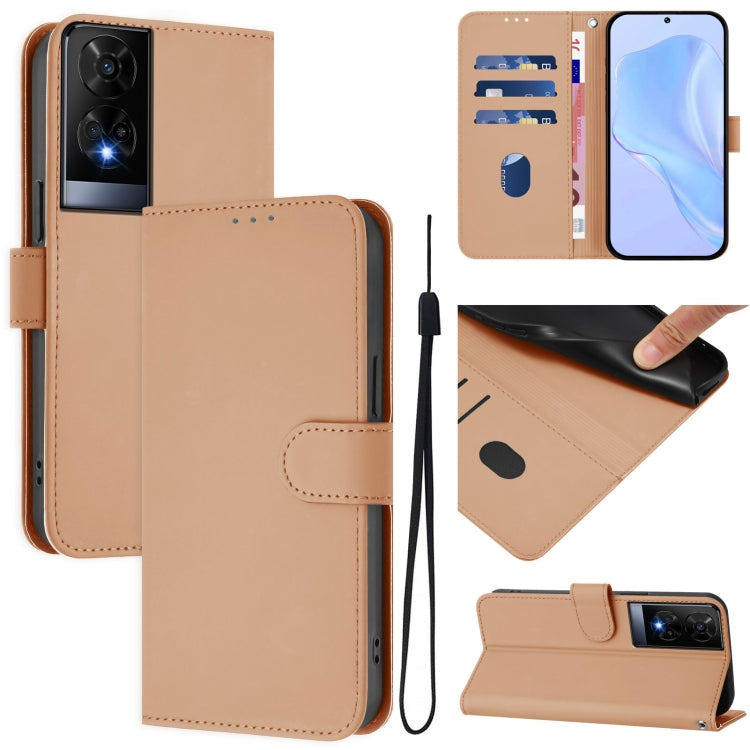 Skin Feel Solid Color Leather Phone Case with Lanyard, For TCL 50 XE, For TCL 50 SE