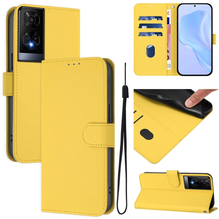 Skin Feel Solid Color Leather Phone Case with Lanyard, For TCL 50 XE, For TCL 50 SE