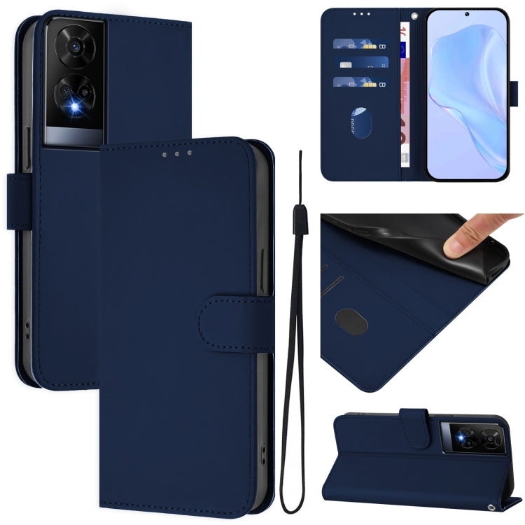 Skin Feel Solid Color Leather Phone Case with Lanyard, For TCL 50 XE, For TCL 50 SE