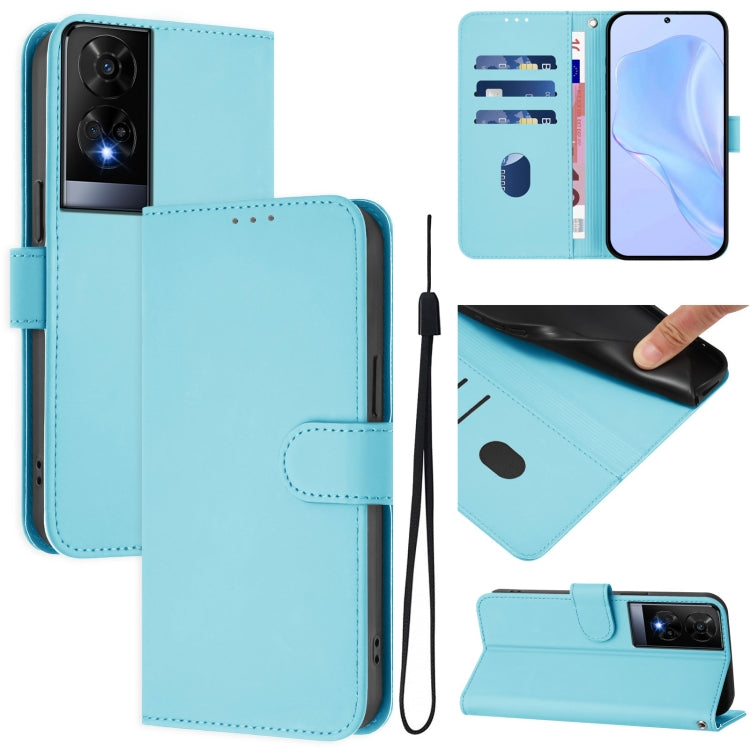 Skin Feel Solid Color Leather Phone Case with Lanyard, For TCL 50 XE, For TCL 50 SE