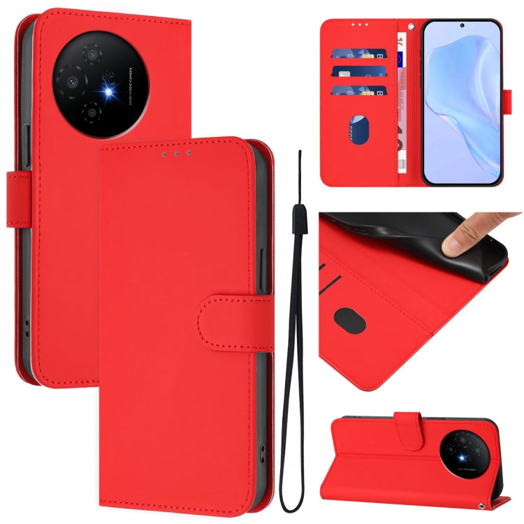 Skin Feel Solid Color Leather Phone Case with Lanyard, For TCL 201, For TCL 50 XL