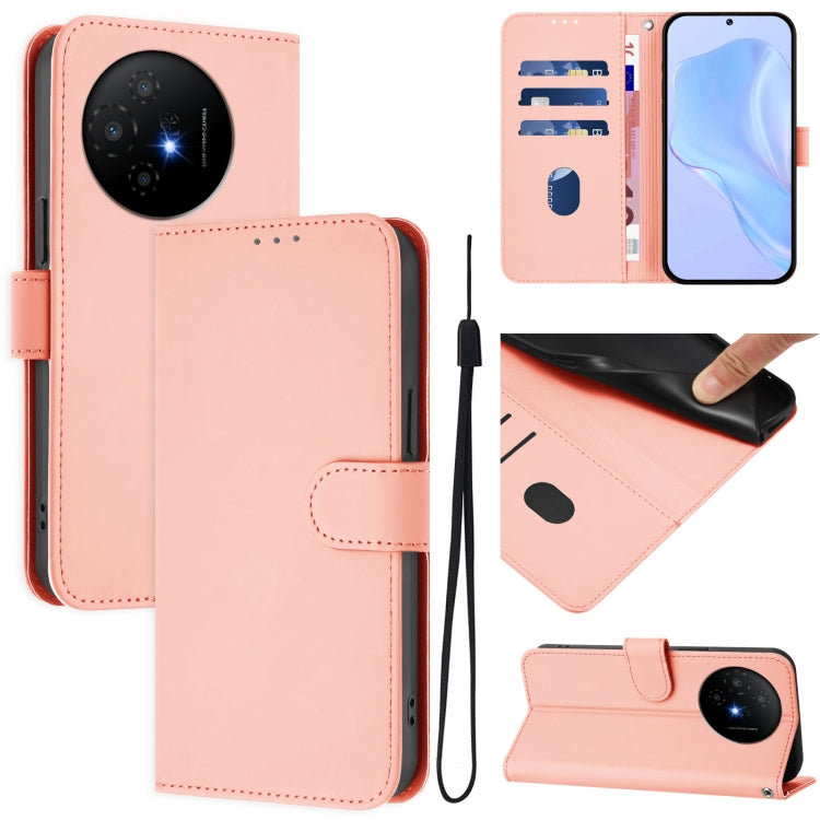 Skin Feel Solid Color Leather Phone Case with Lanyard, For TCL 201, For TCL 50 XL