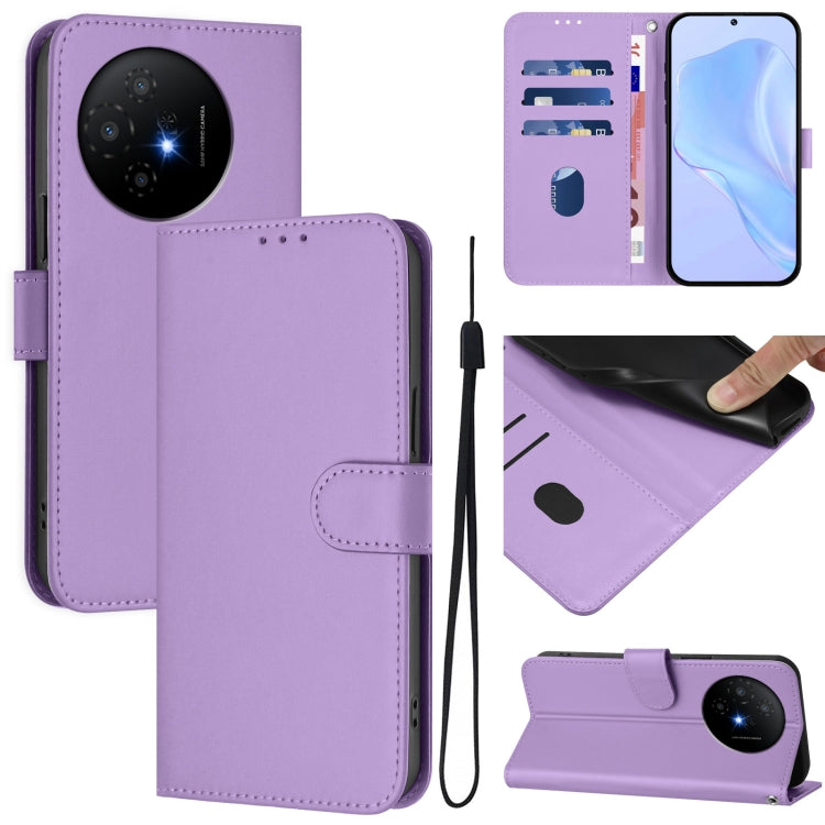 Skin Feel Solid Color Leather Phone Case with Lanyard, For TCL 201, For TCL 50 XL