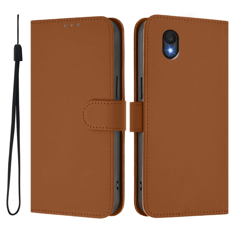 Skin Feel Solid Color Leather Phone Case with Lanyard, For TCL 201, For TCL 50 XL