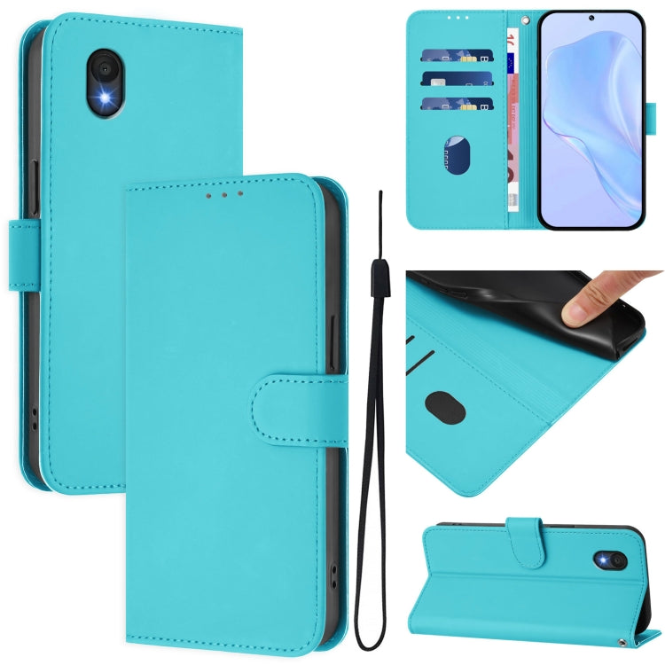 Skin Feel Solid Color Leather Phone Case with Lanyard, For TCL 201, For TCL 50 XL