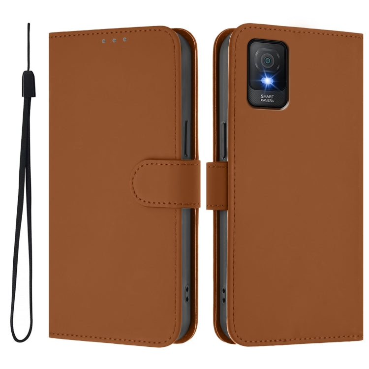 Skin Feel Solid Color Leather Phone Case with Lanyard, For TCL 403, For TCL 40 R 5G