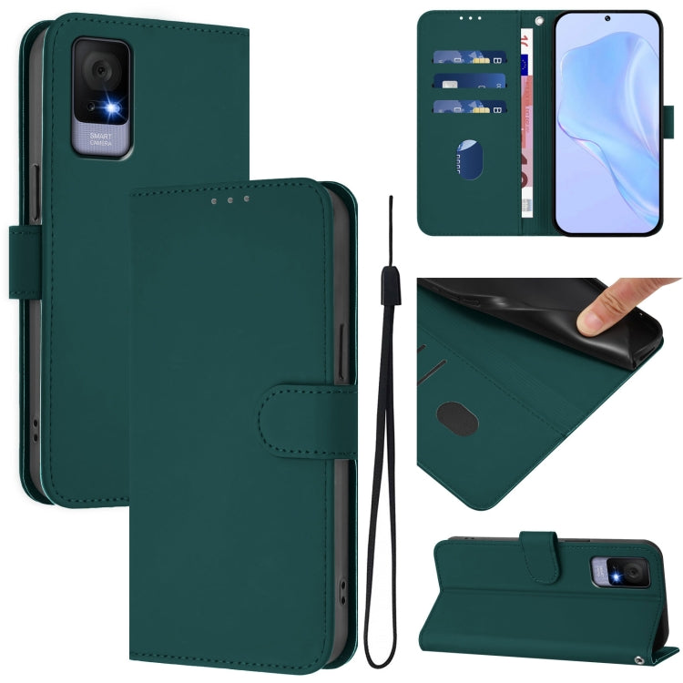 Skin Feel Solid Color Leather Phone Case with Lanyard, For TCL 502, For TCL 405 / 406 / 408